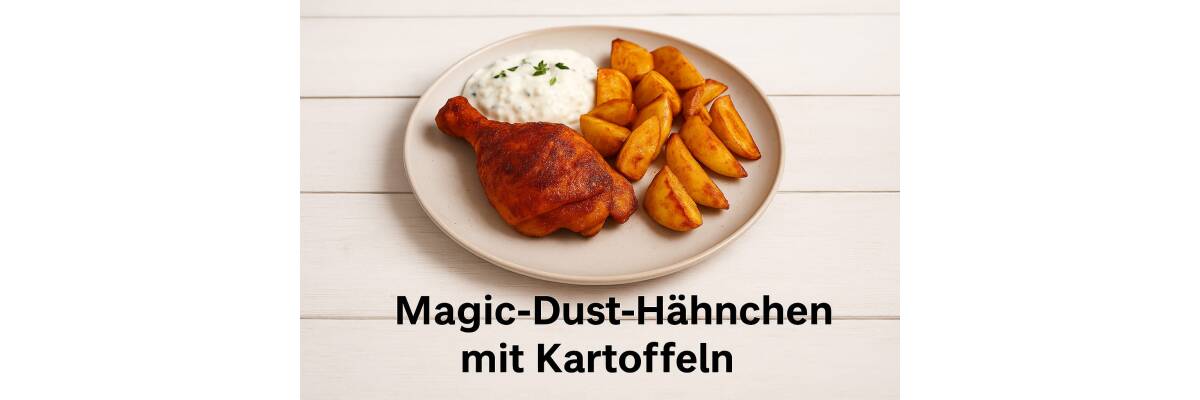Magic-Dust-Hähnchen mit Kartoffeln - BBQ-Feeling aus dem Ofen - Magic-Dust-Hähnchen mit Ofenkartoffeln &amp;amp; Dip