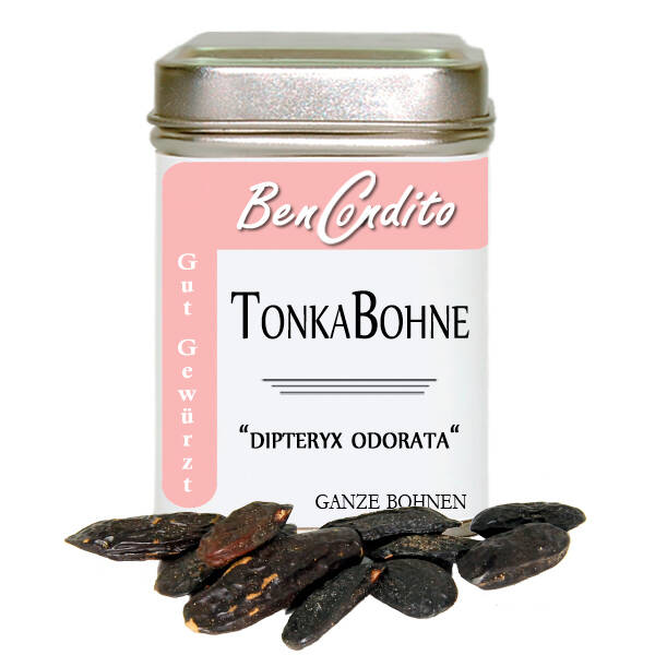 Tonkabohnen in Dose – Praktische Verpackung für langanhaltendes Aroma und einfache Dosierung in der Küche.