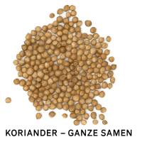 Nachfüllpackung mit ganzen Koriandersamen im blickdichten Beutel