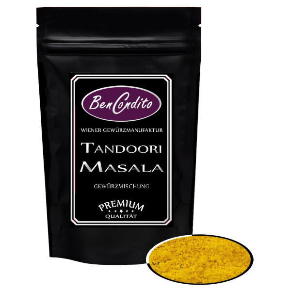 Tandoori Masala in einem wiederverschließbaren Beutel ohne Sichtfenster.