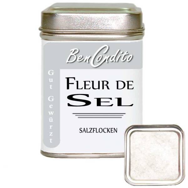 150g Fleur de Sel in einer Dose – feinstes, handgeschöpftes Meersalz in stilvoller Verpackung