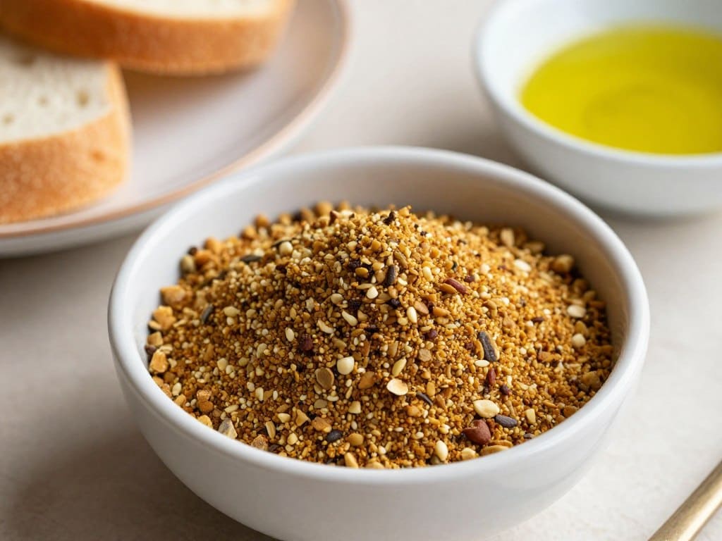 dukkah-brot-oel Dukkah Nuss-Gewürz-Mischung mit Brot und Öl