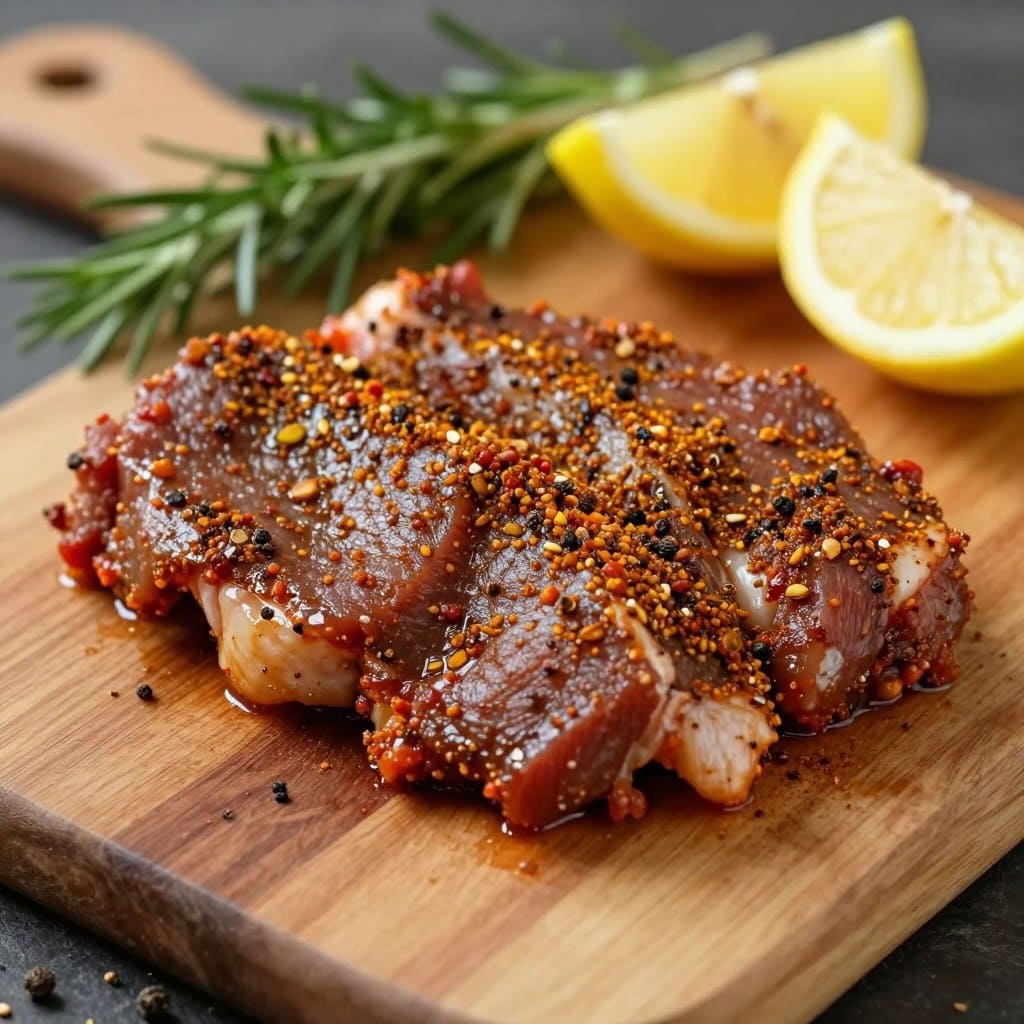 gewuerz-fleisch-marinade Mit afrikanischen Gewürzen mariniertes Fleisch