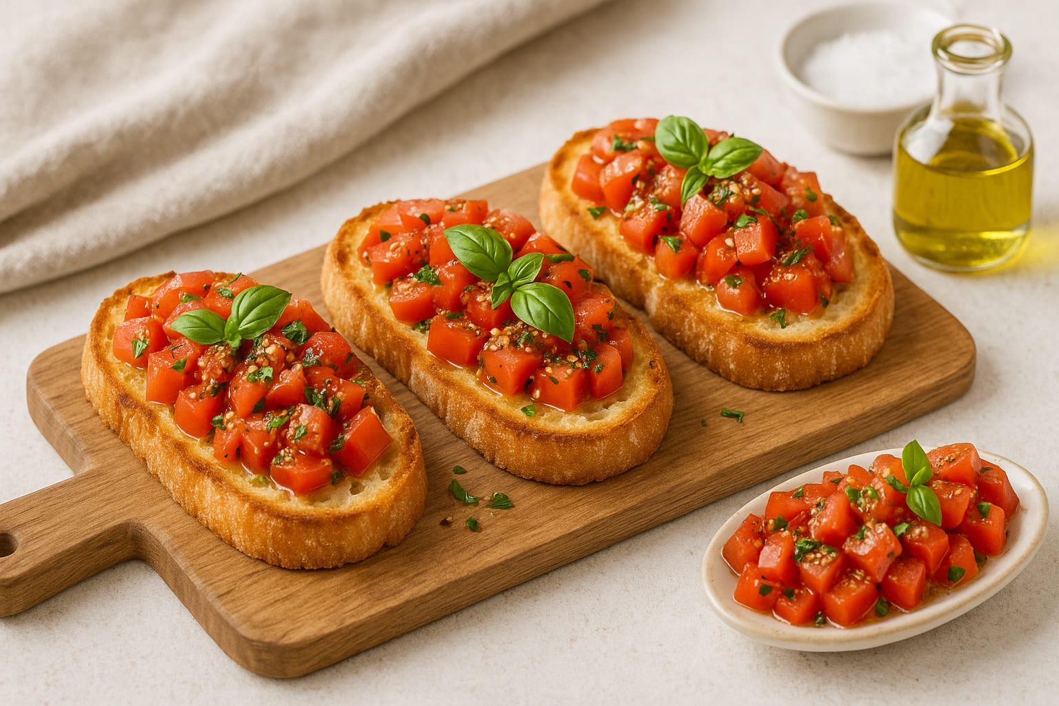 aglio-e-olio-bruschetta Bruschetta mit Aglio e Olio Gewürz und frischen Tomaten