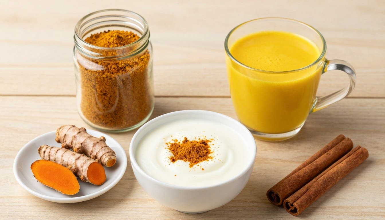 Verschiedene Anwendungsmöglichkeiten der drei Gewürze im Alltag, zum Beispiel in Tee, Müsli und Suppen