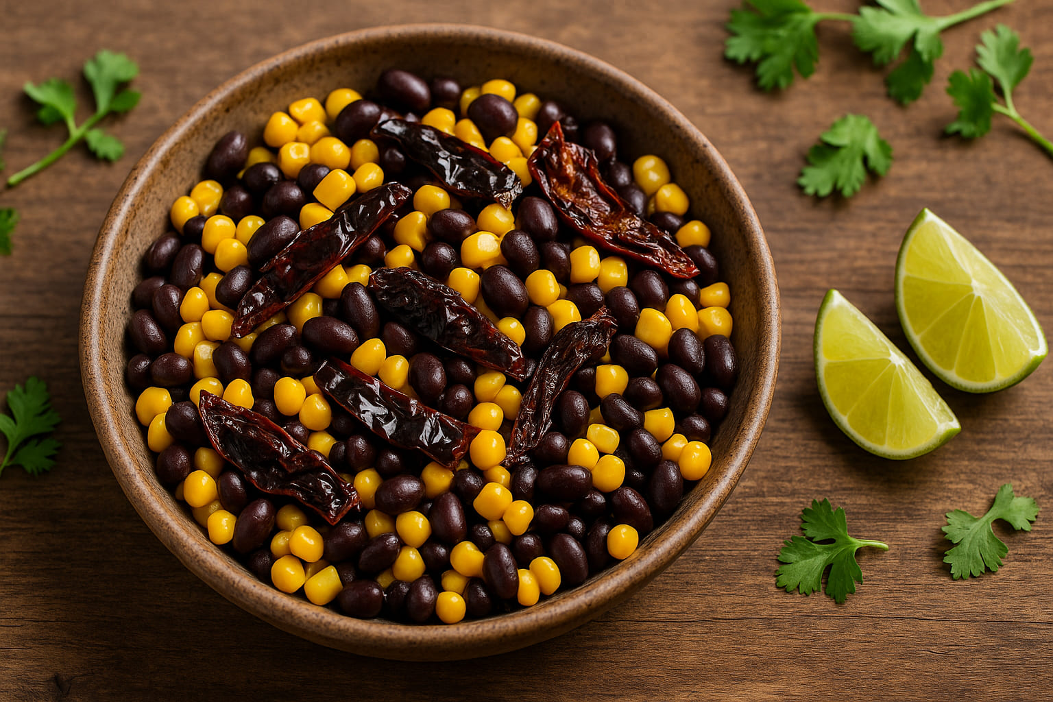 Ancho Chili kombiniert mit Mais und Bohnen