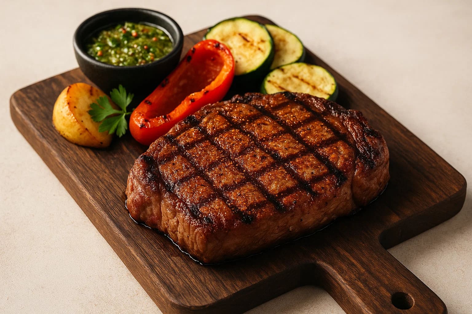 Verschiedene Grillgewürze von BenCondito mit Grillutensilien arrangiert auf weißem Holzhintergrund