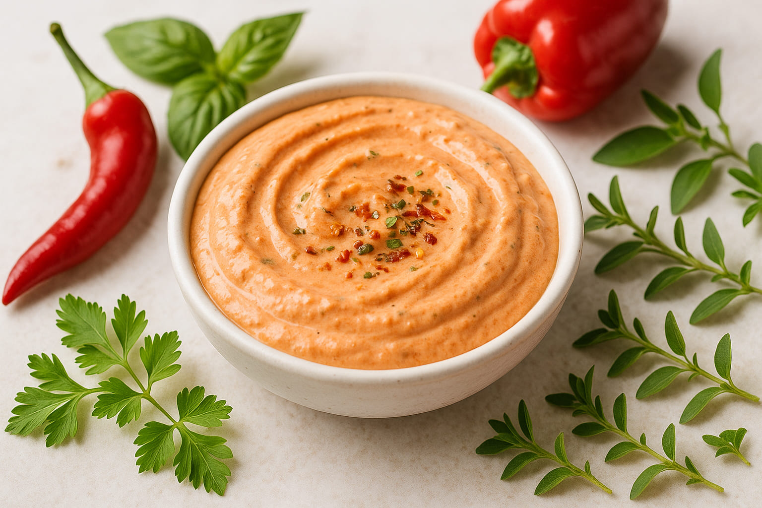 Cremiger Arrabiata-Dip in einer Schale