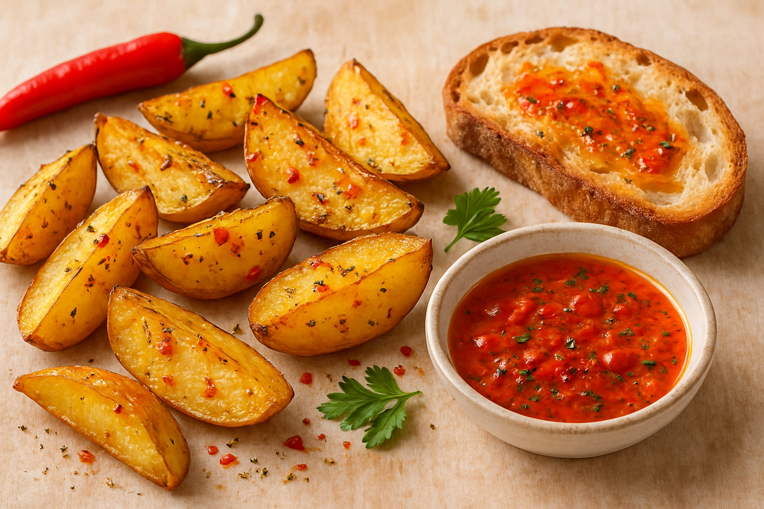 Rustikale Beilage mit Arrabiata Gewürz