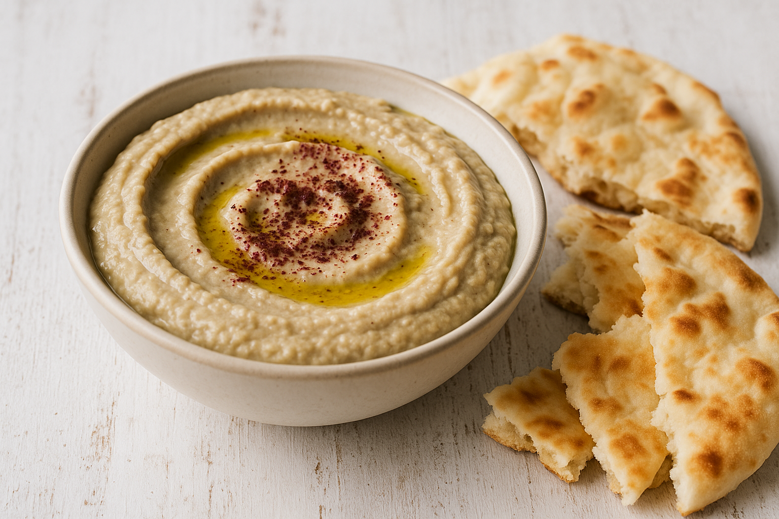 Baba Ganoush serviert mit Fladenbrot
