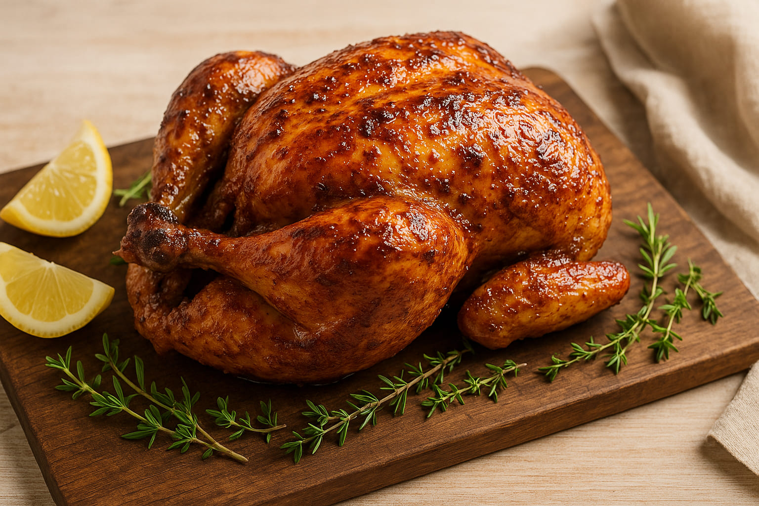 berbere-rezept Berbere-Honig-Hähnchen mit goldbrauner Kruste auf Holzbrett