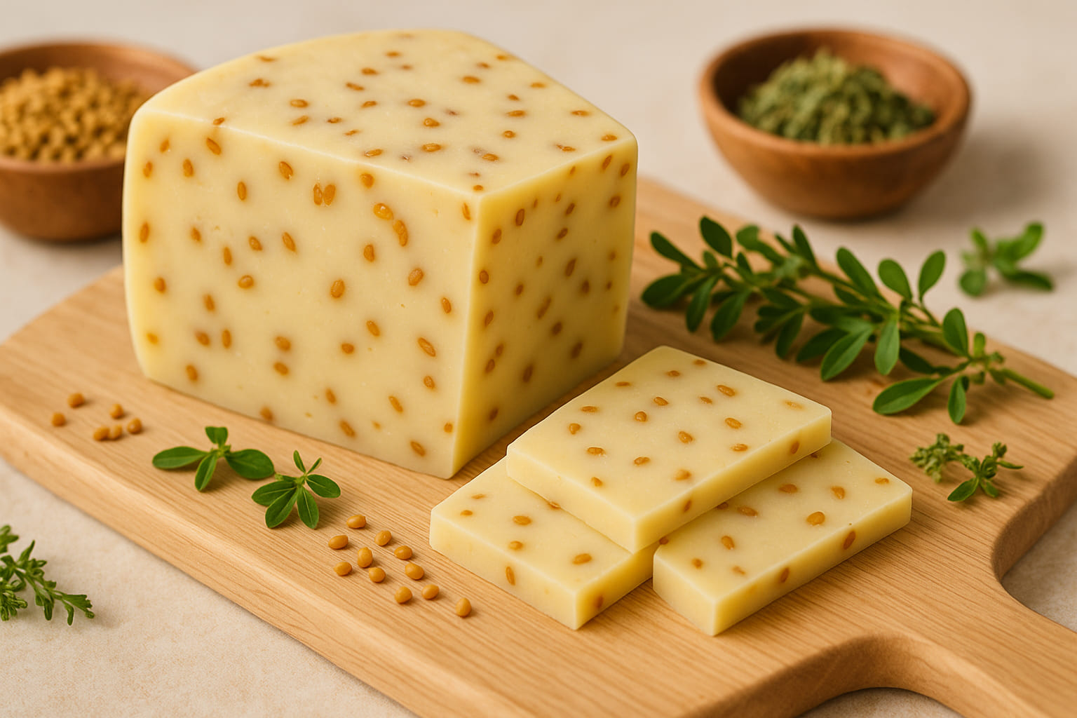 bockshornklee-kaese Käse mit Bockshornkleesamen verfeinert