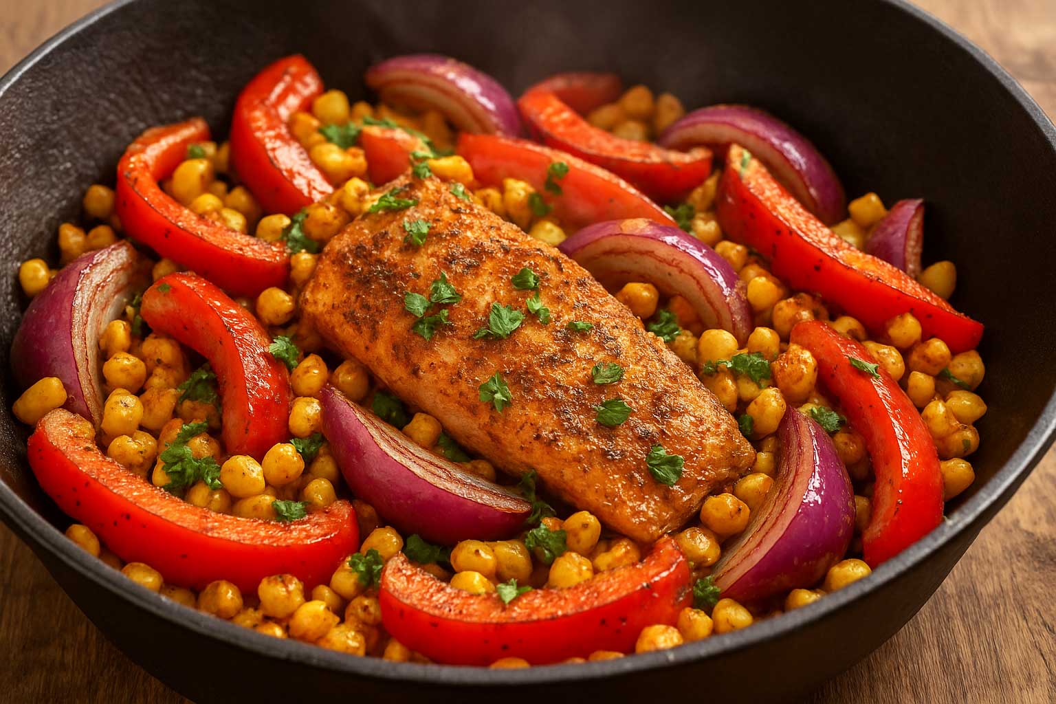 cajun-gemuese Cajun Gemüsepfanne mit Paprika, Mais und Zwiebeln