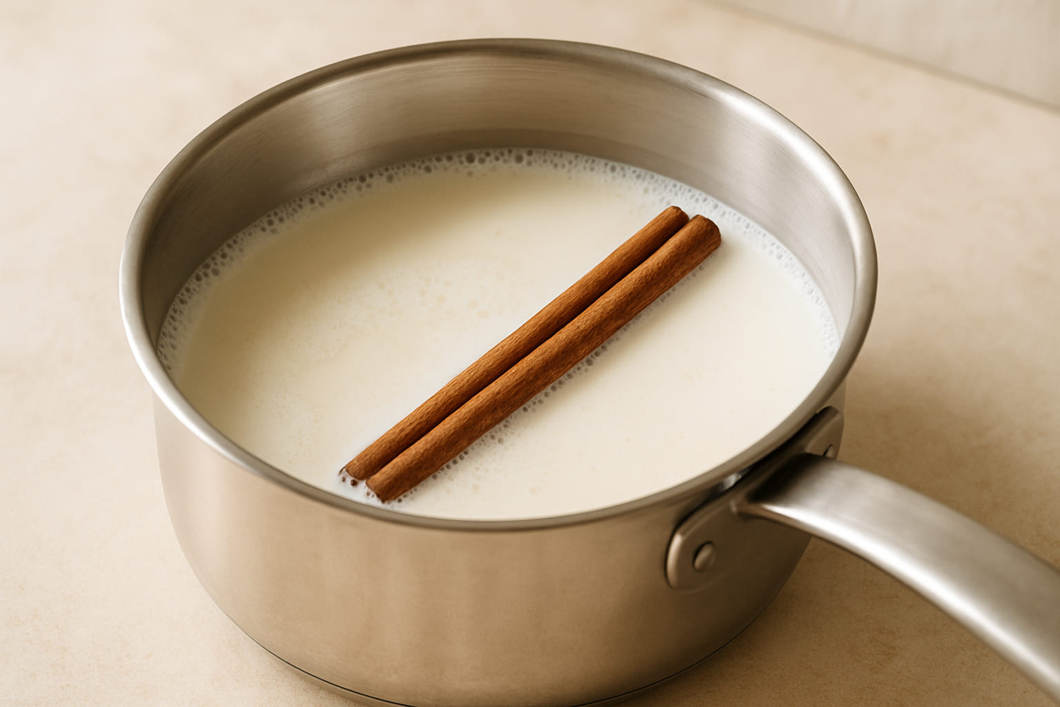 ceylon-zimt-zubereitung Ceylon-Zimtstangen werden in heißer Milch aufgekocht