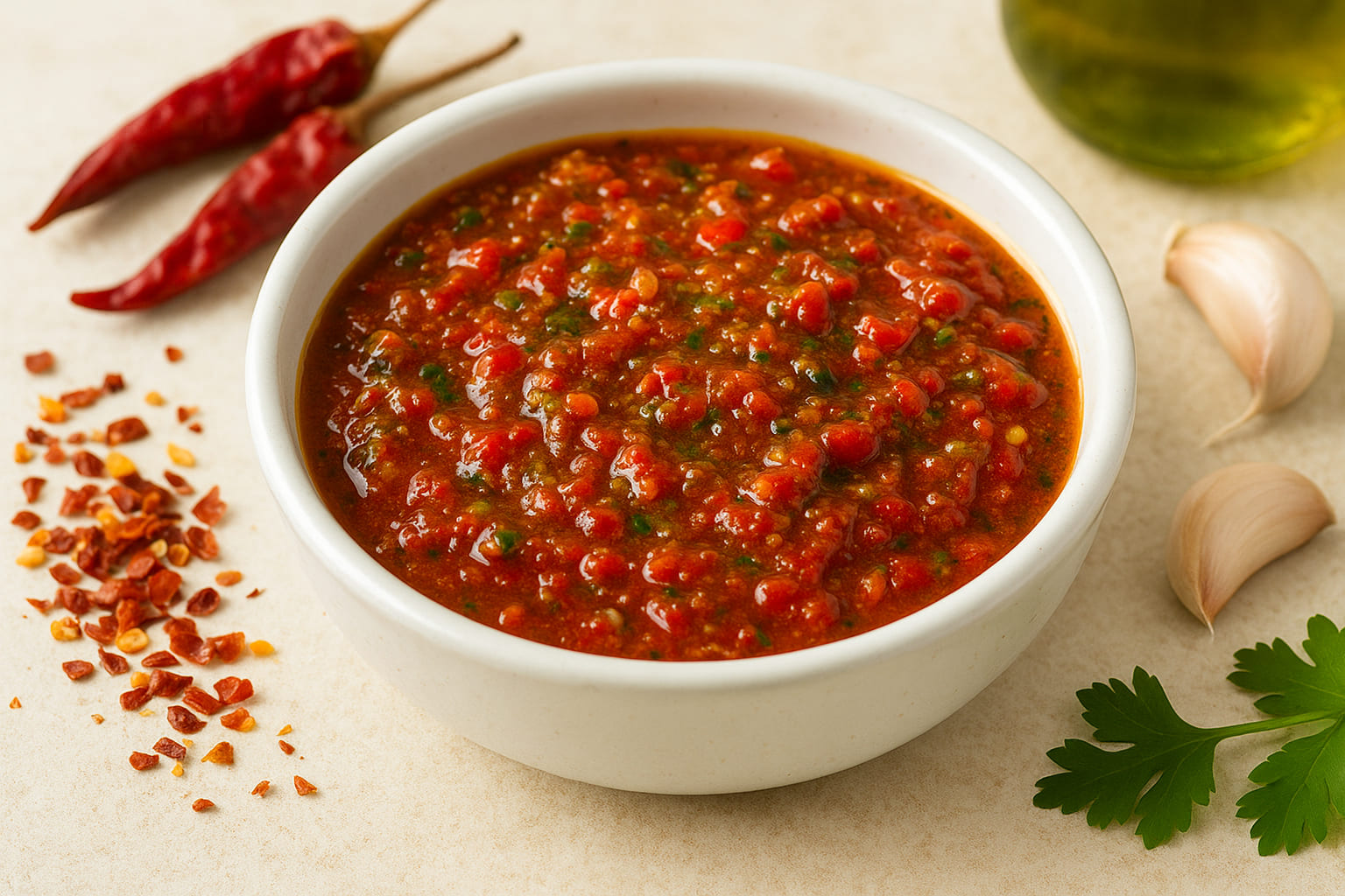 chimichurri-rot Rote Chimichurri mit Paprika und Tomate
