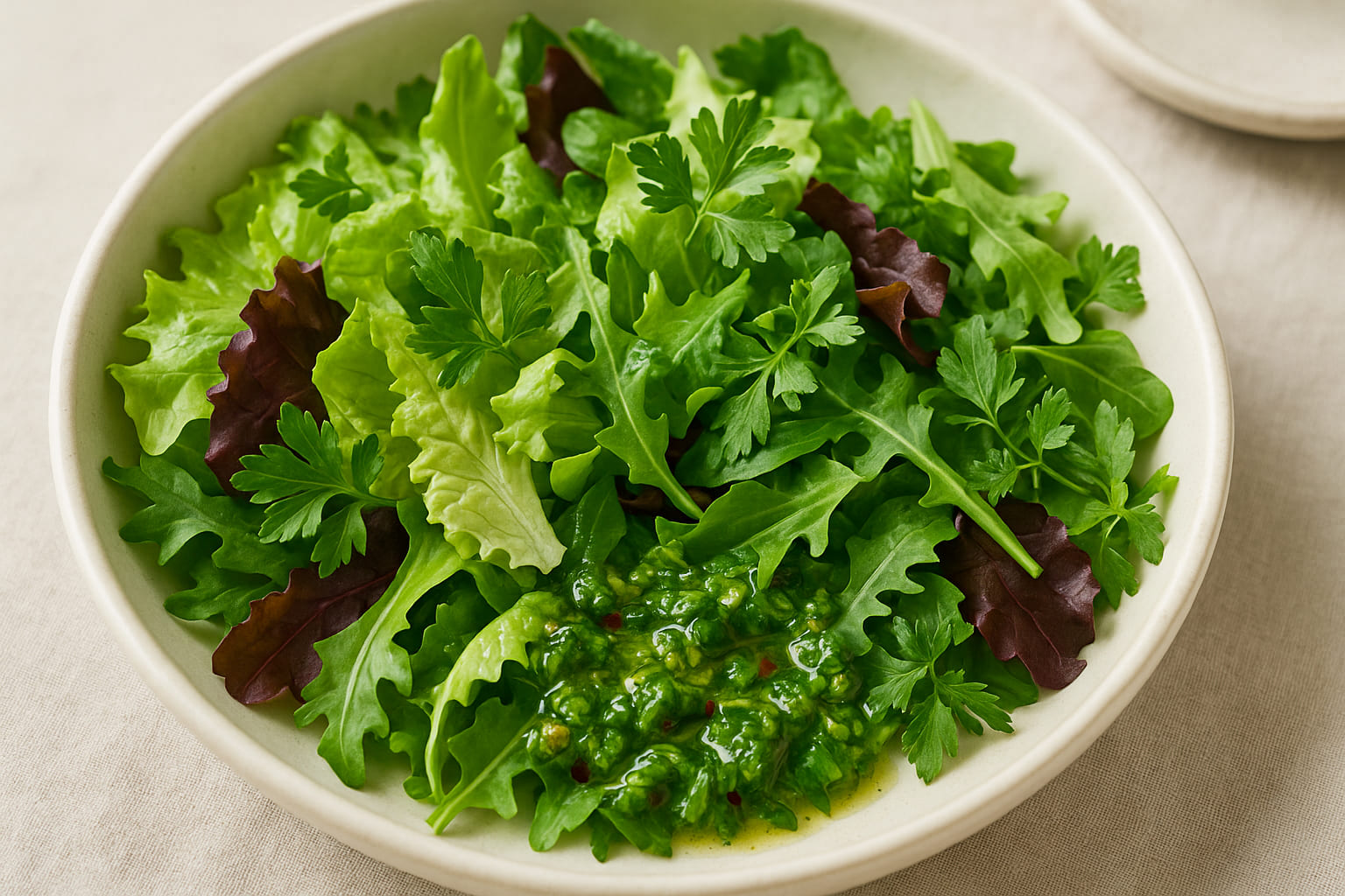 chimichurri-salat Gemischter Salat mit Chimichurri-Dressing