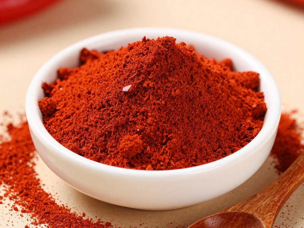 Edelsüßes Paprikapulver in einer Schale mit intensiv roter Farbe