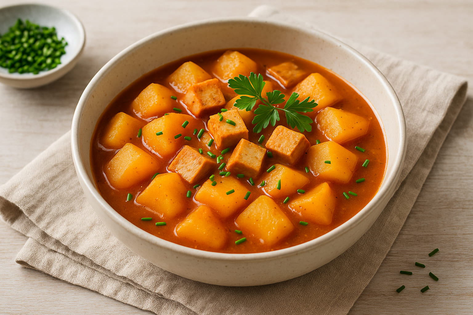 erdaepfelgulasch-vegan Veganes Erdäpfelgulasch mit frischen Kräutern
