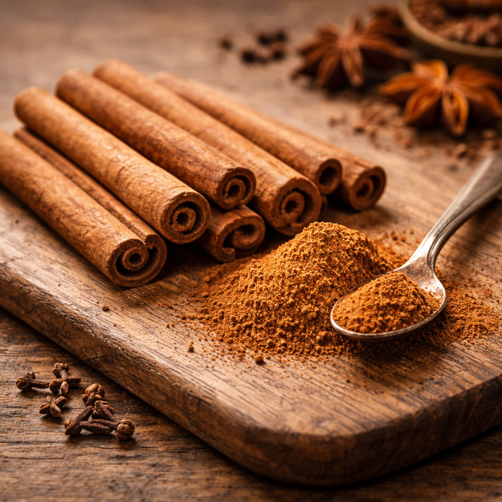 Zimtstangen und Zimtpulver für Chinesische fünf Gewürz