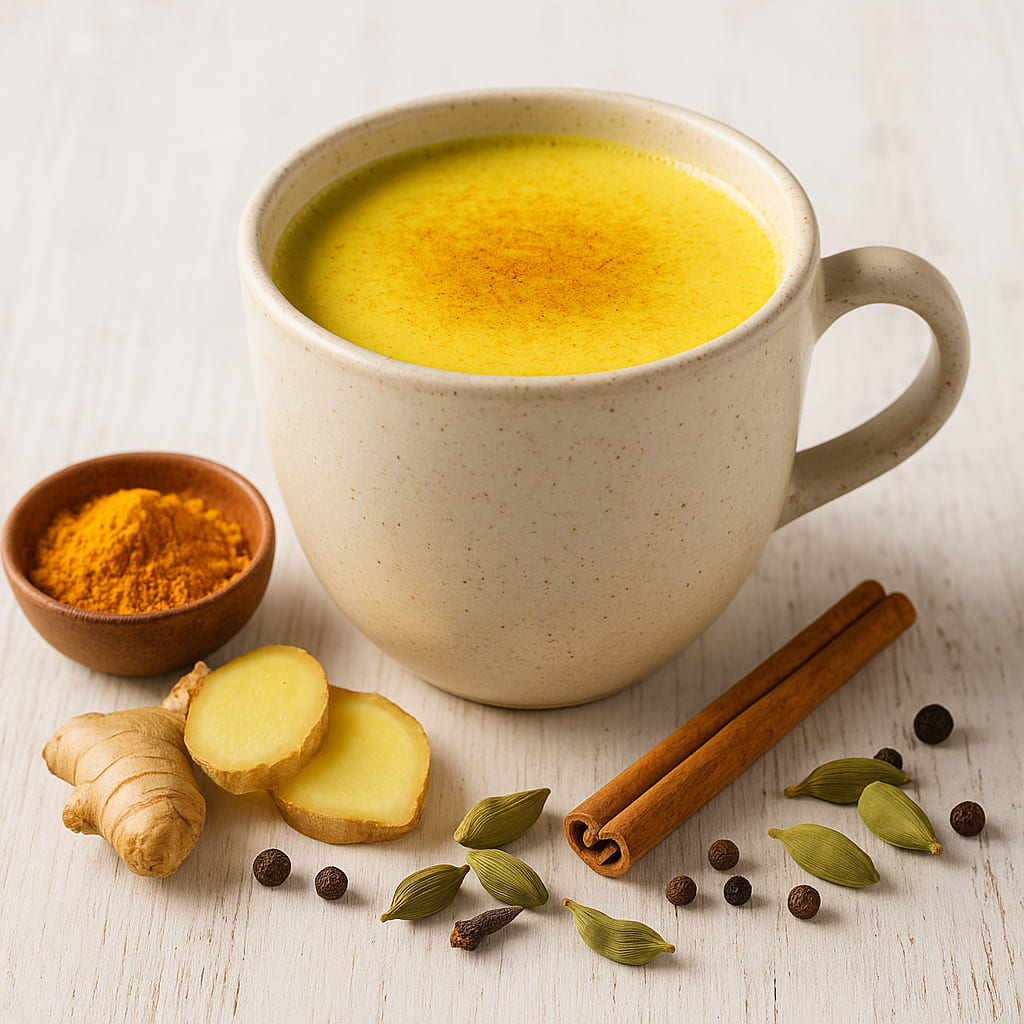 Goldene Milch mit Gewürzen