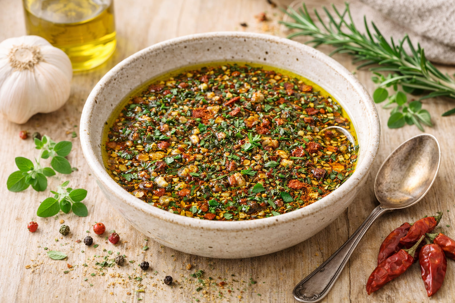 Gyros Marinade mit Olivenöl und Gewürzen