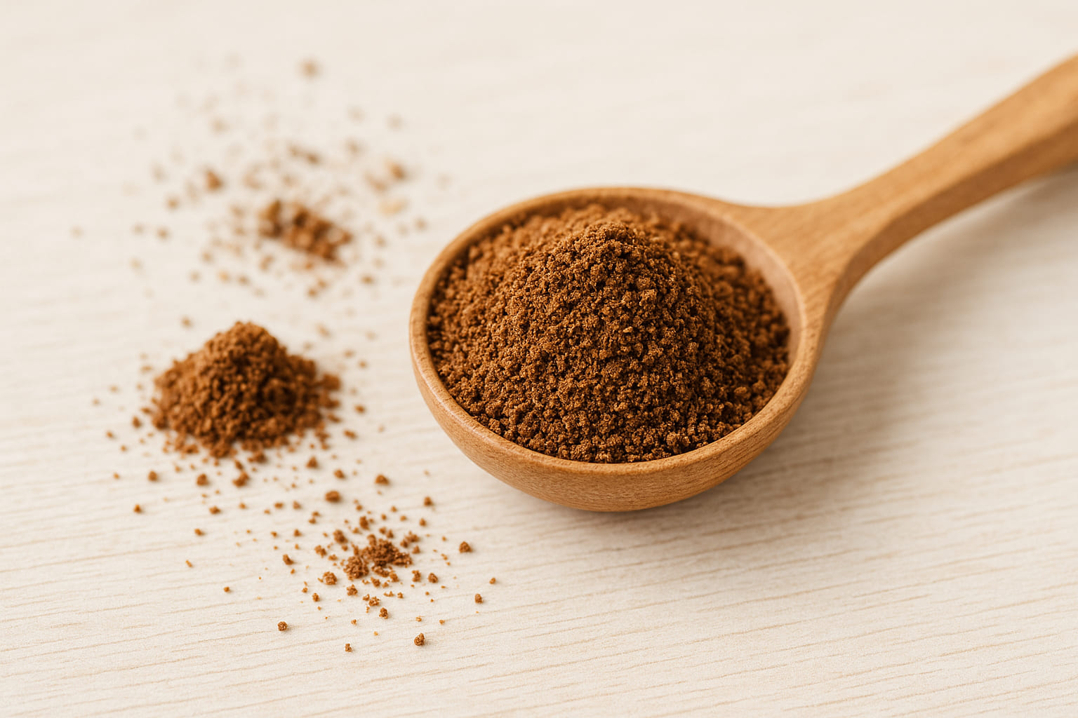 Dosierung von arabischem Kaffeegewürz mit Löffel