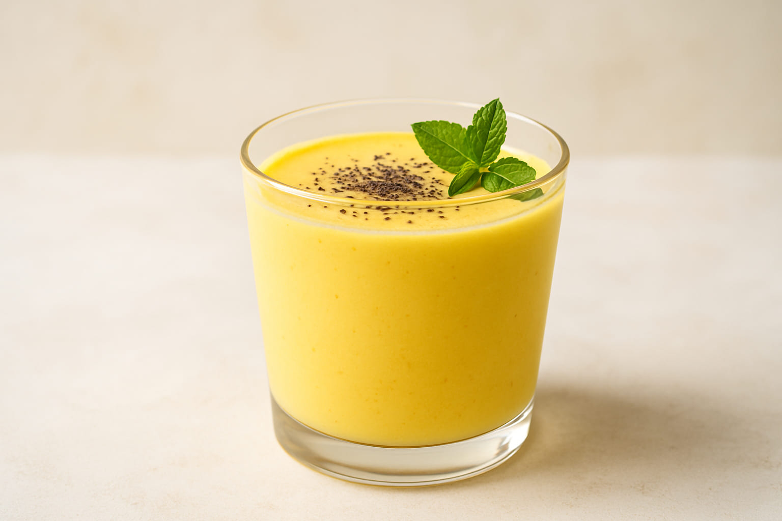 kala-namak-drink Erfrischendes Lassi mit schwarzem Salz verfeinert