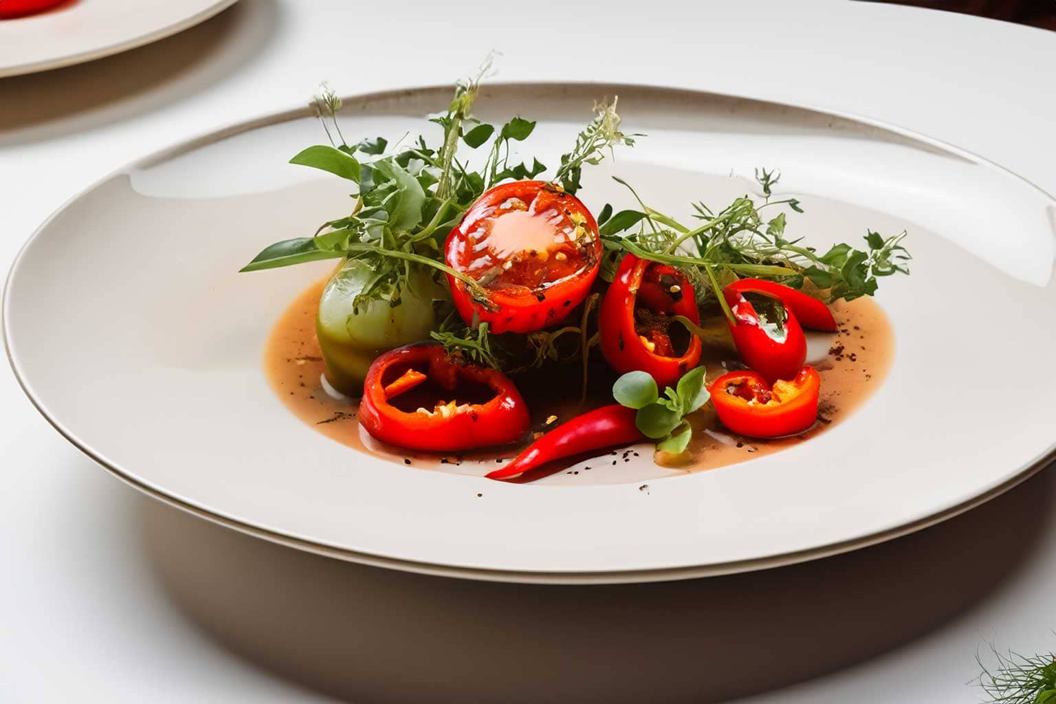 Gourmetgericht mit Kampot Pfeffer garniert