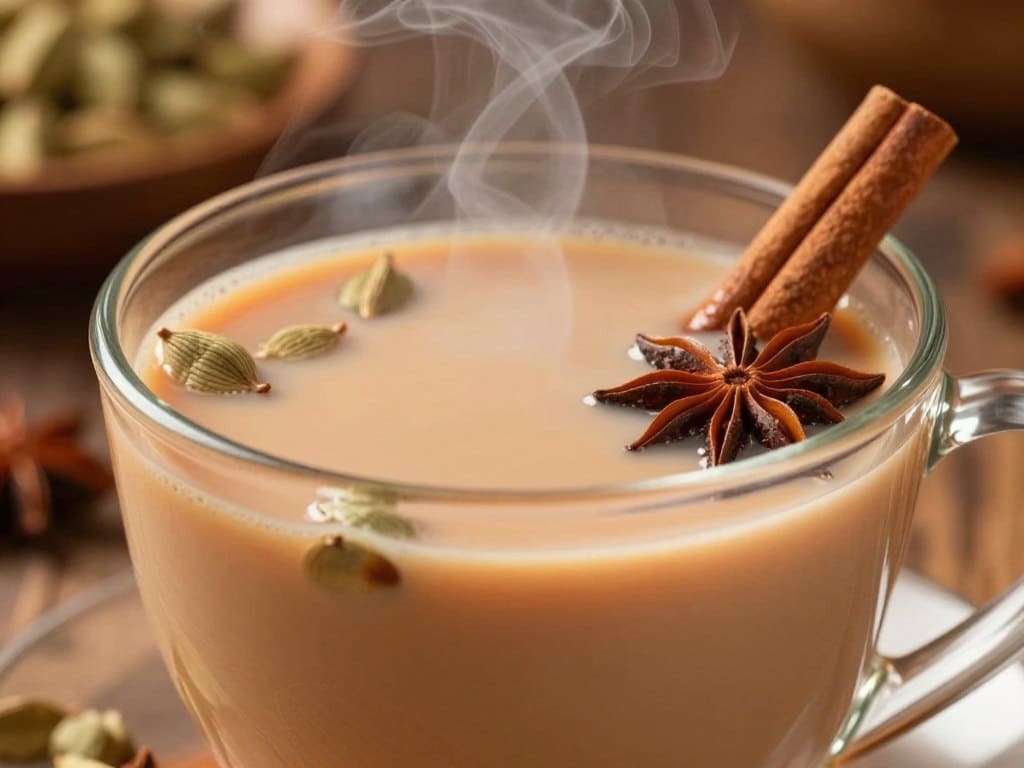 Chai-Tee mit Kardamom und Gewürzen