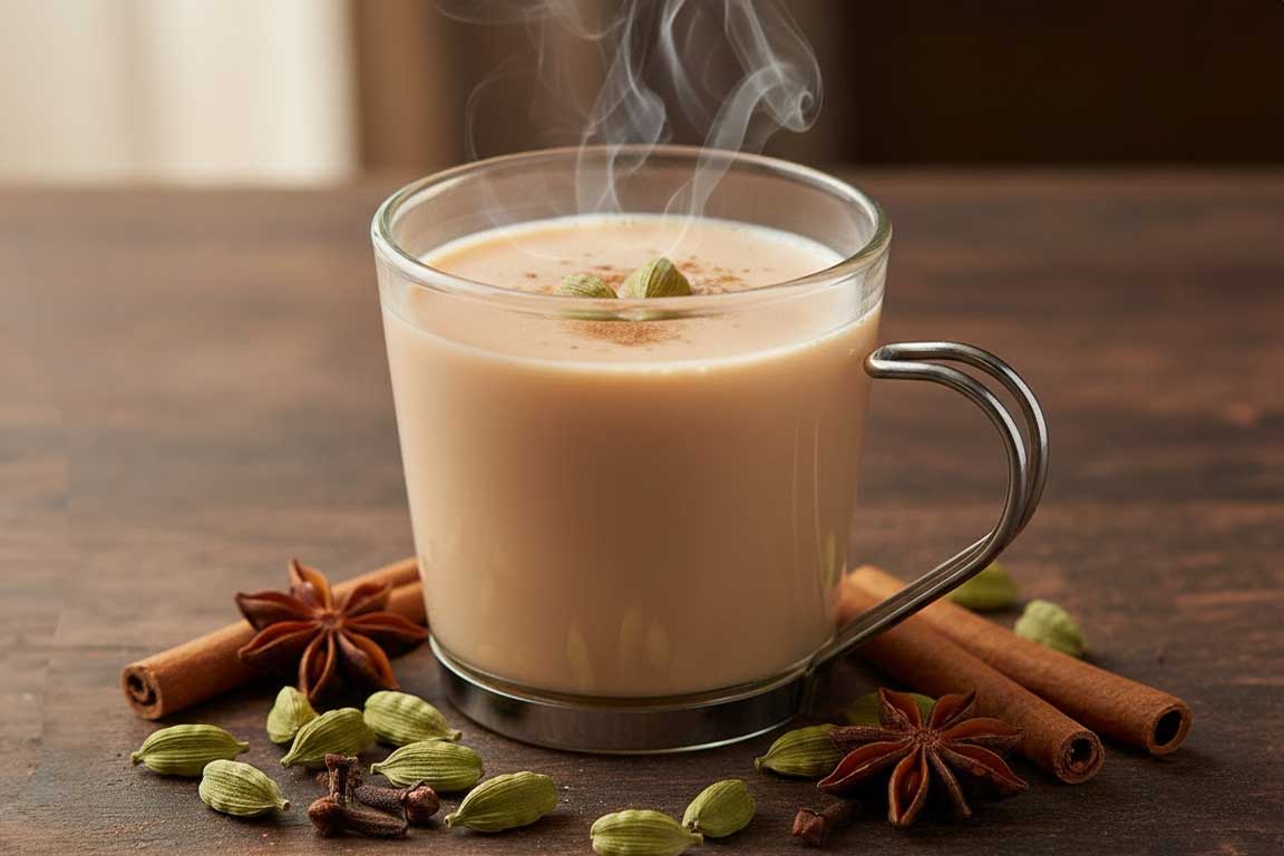 kardamom-chai Tasse Chai-Tee mit grünem Kardamom