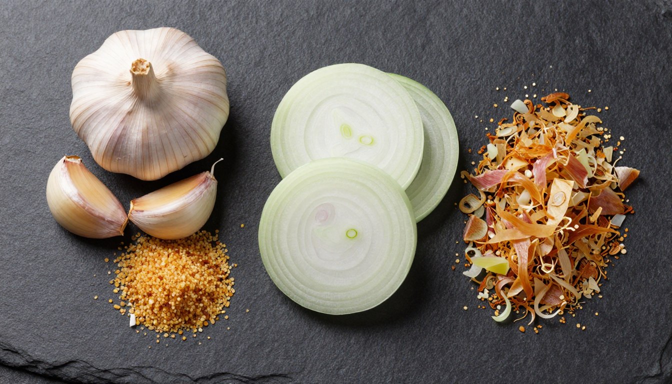 Knoblauch und Zwiebel als passende Gewürze für Gyros
