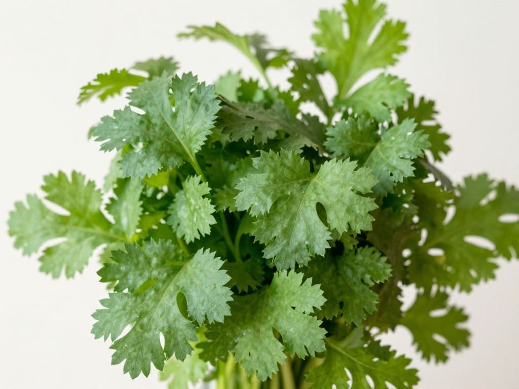 Koriander mit runden, gezackten Blättern