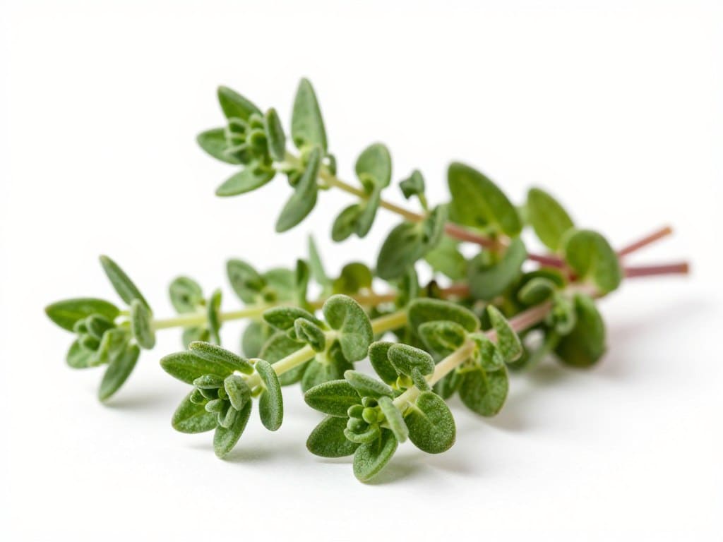 Thymian mit kleinen Blättern und holzigen Stängeln