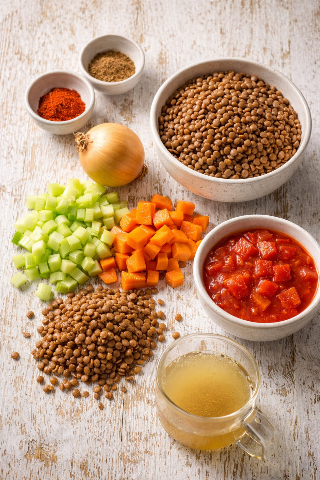 Zutaten für Linsensuppe