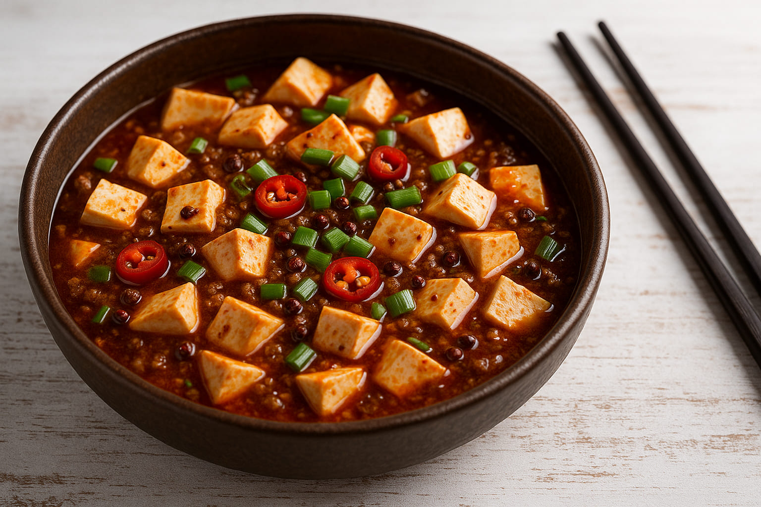 Traditionelles Mapo Tofu mit Szechuan Pfeffer