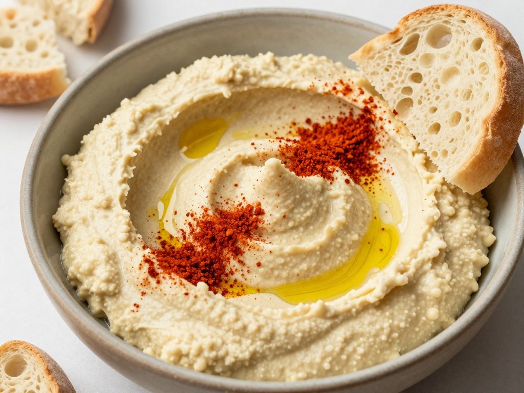 Cremiger Hummus mit Paprikapulver bestreut