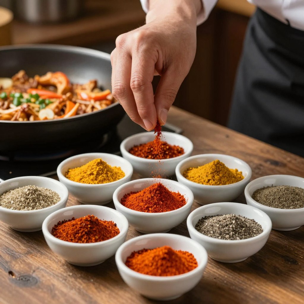 Verschiedene Paprikapulver werden zum Schichtwürzen verwendet