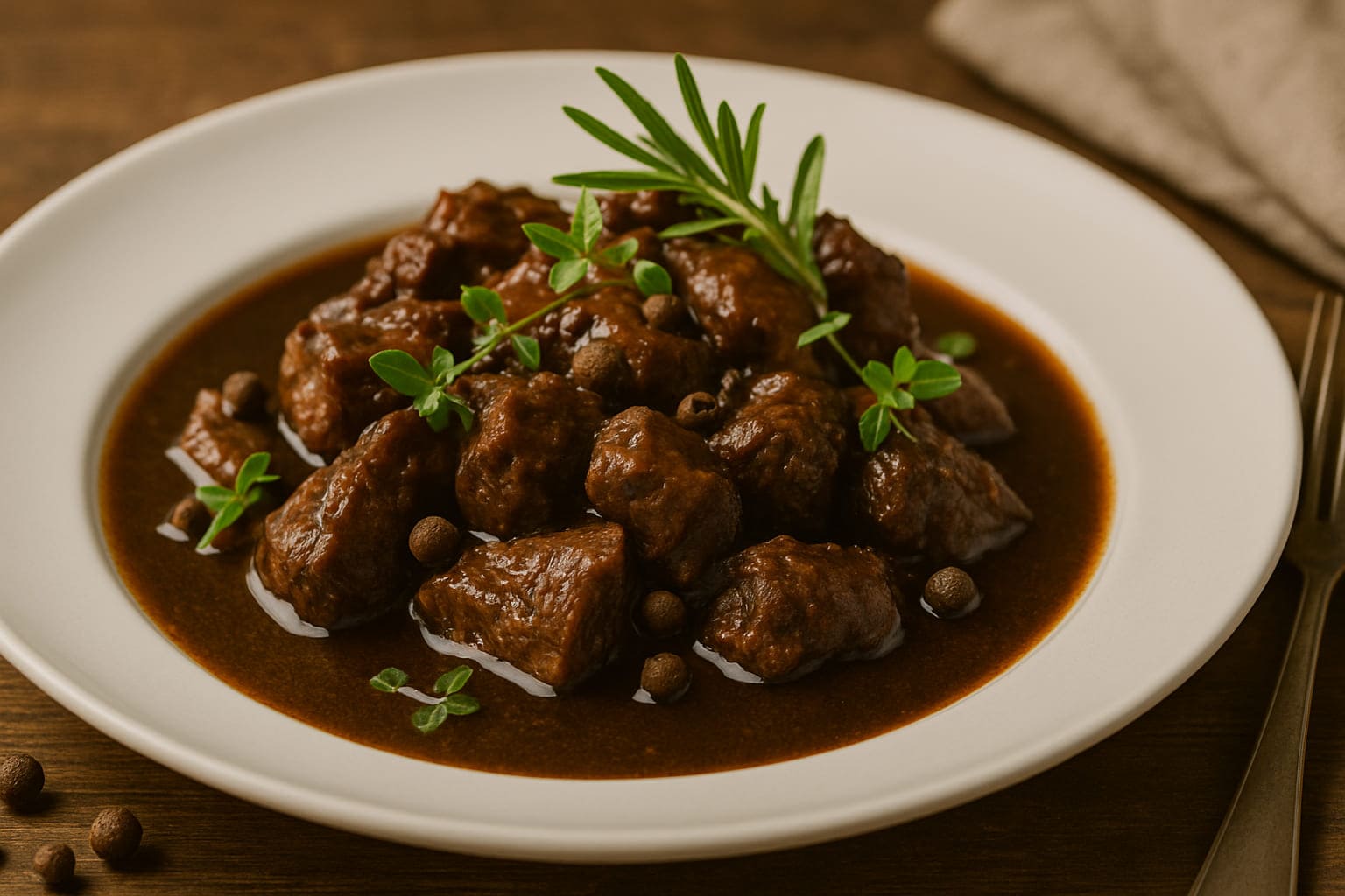 piment-herzhaft Wildragout mit Piment und Kräutern