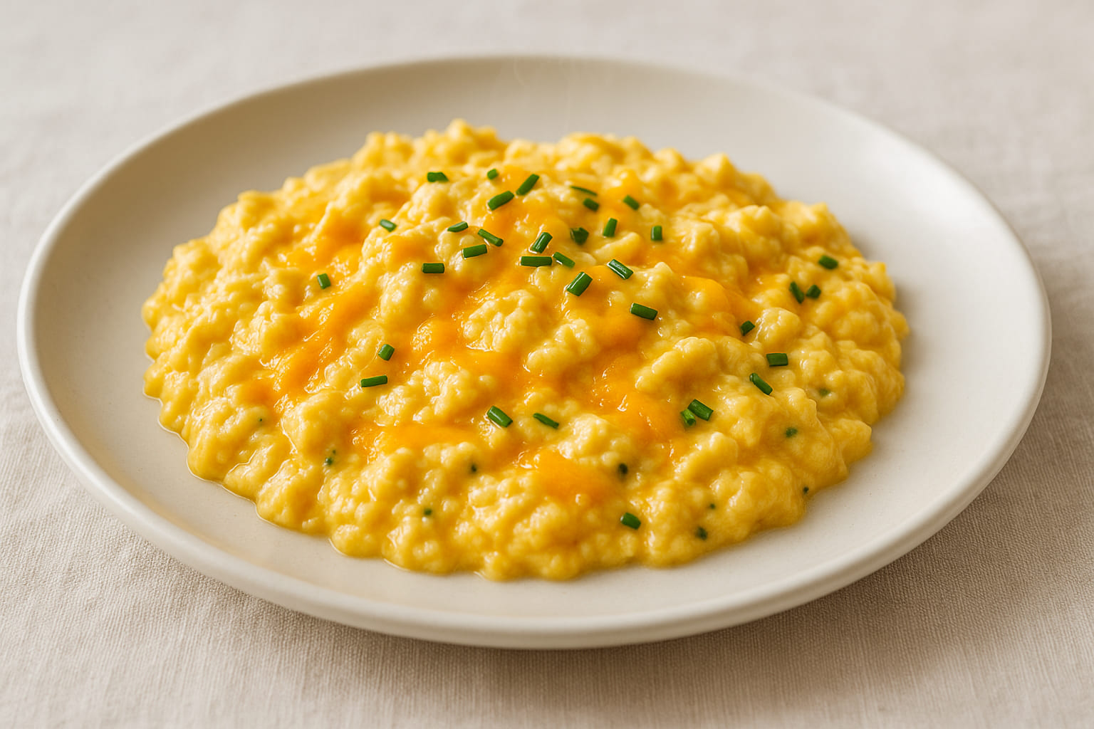 ruehrei-kaese-deluxe Cremiges Rührei mit geschmolzenem Käse und Schnittlauch