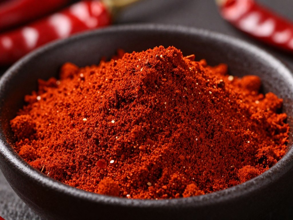 Scharfes Paprikapulver mit intensiver roter Farbe