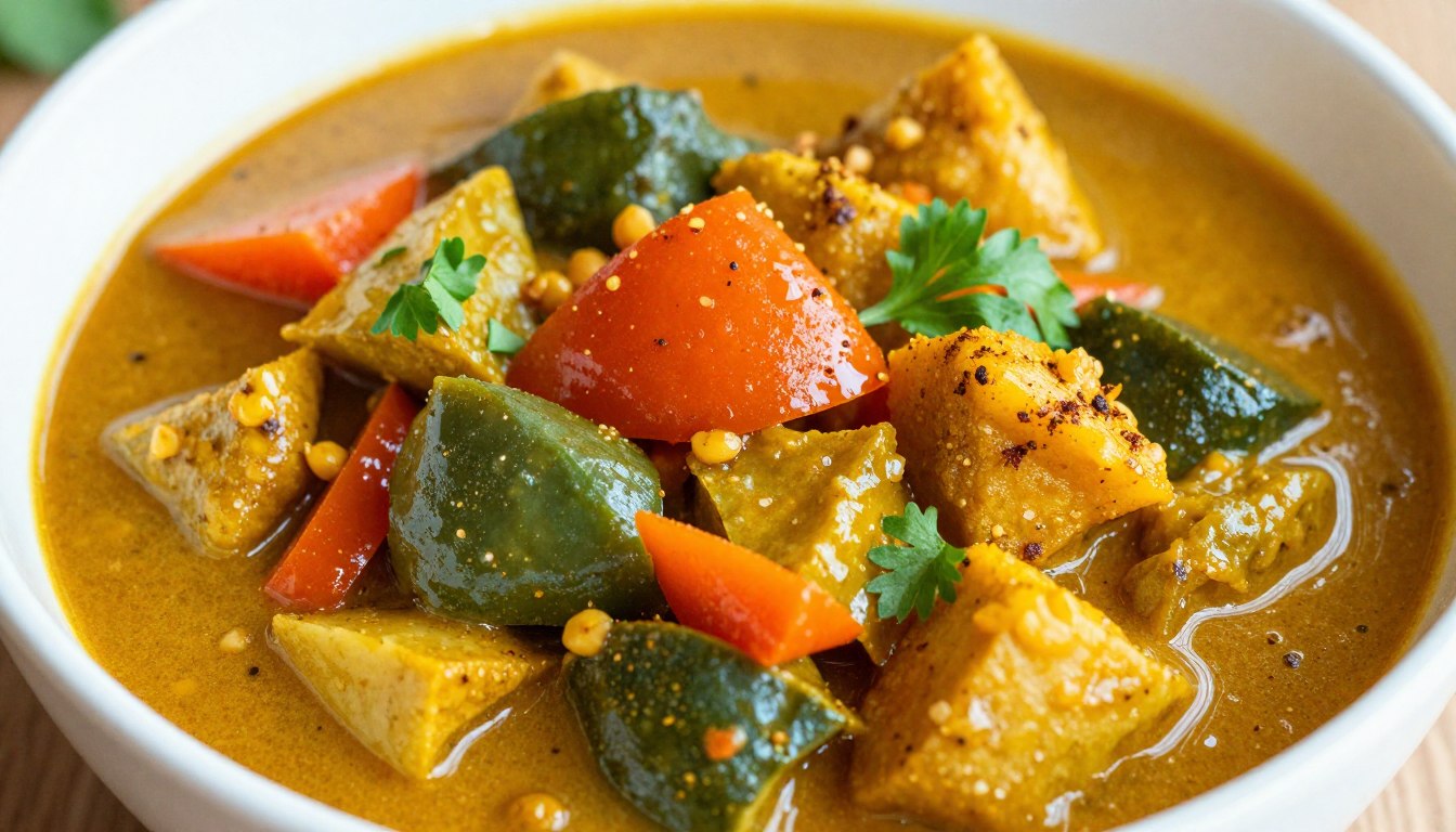 Schnelles Gemüsecurry in einer Schale, gewürzt mit Garam Masala