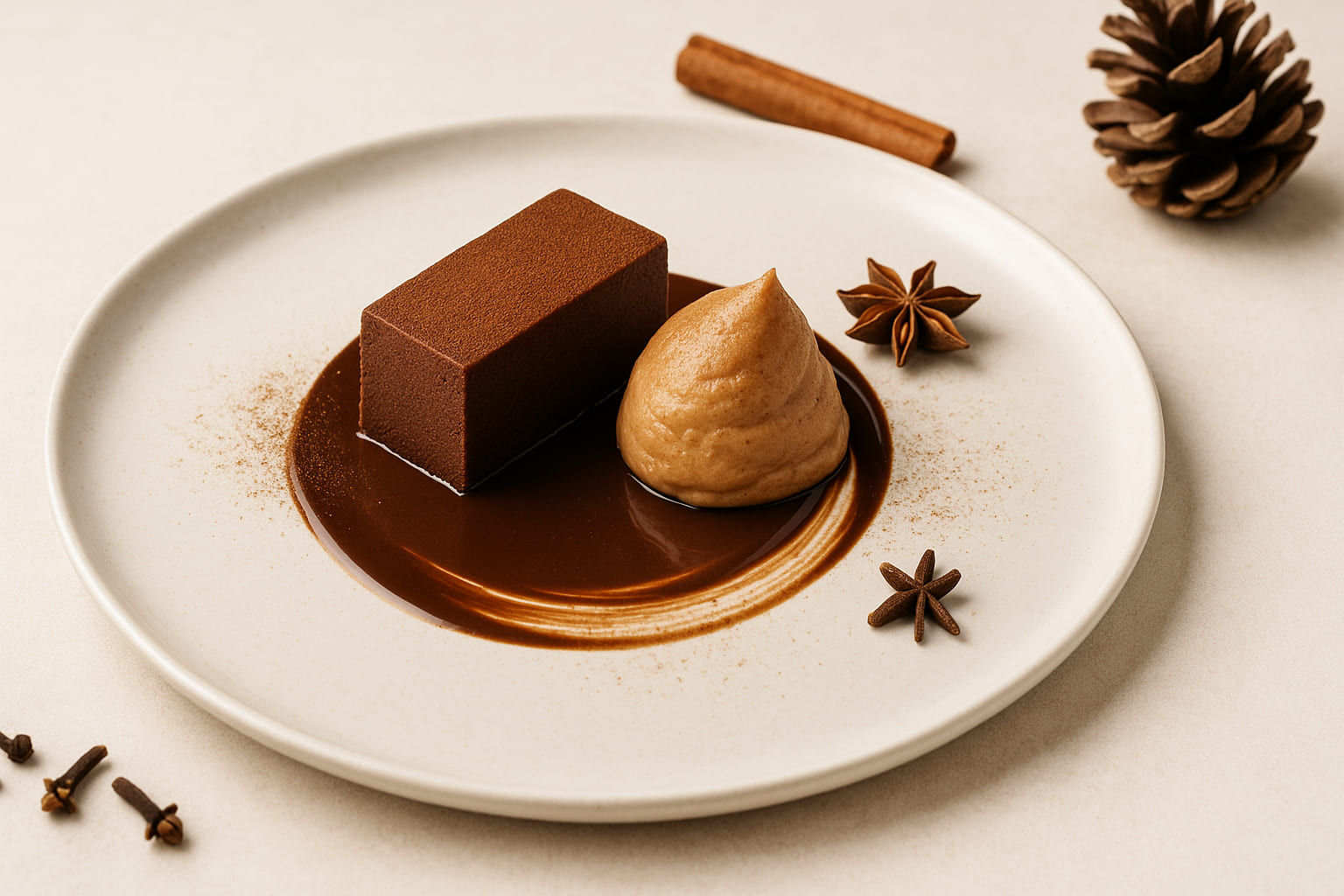 spekulatius-kombination Dessert mit Schokolade und Spekulatius-Gewürz kombiniert