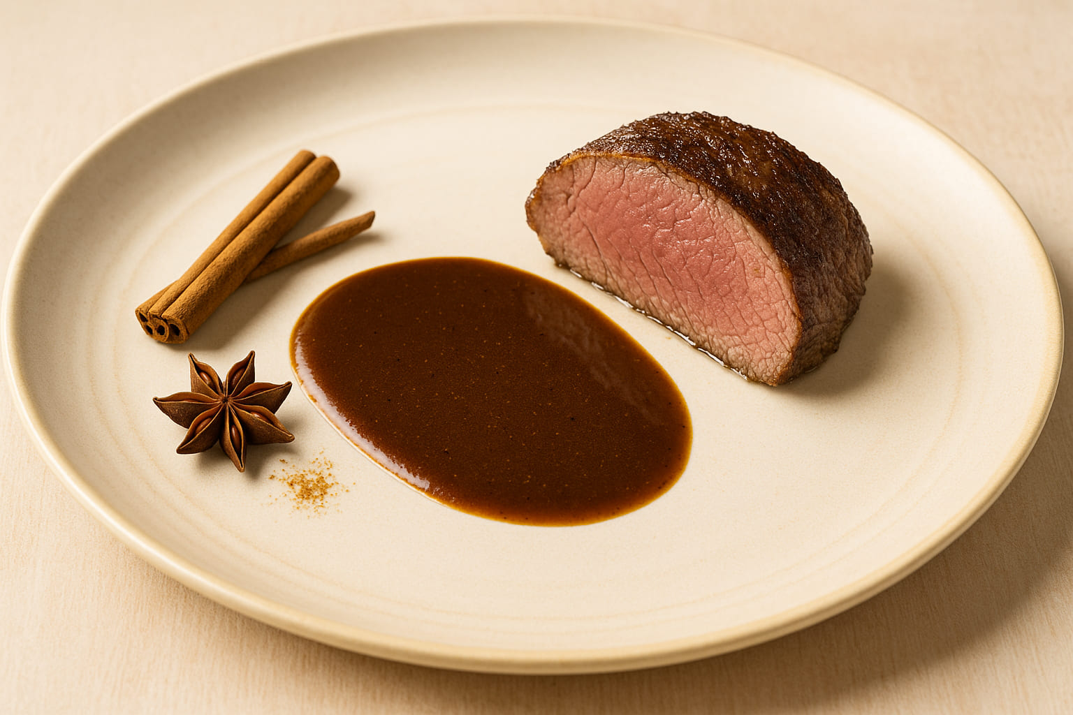 spekulatius-sauce Wildgericht mit Spekulatius-Gewürz verfeinert