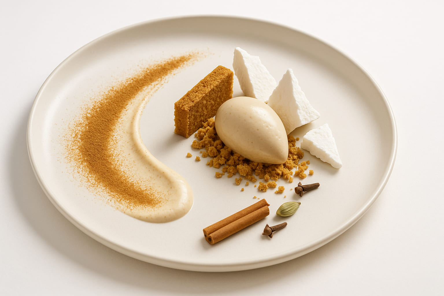 spekulatius-trend Moderne Dessertkreation mit Spekulatius-Gewürz