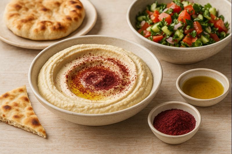 Orientalische Mezze mit Sumach bestreut