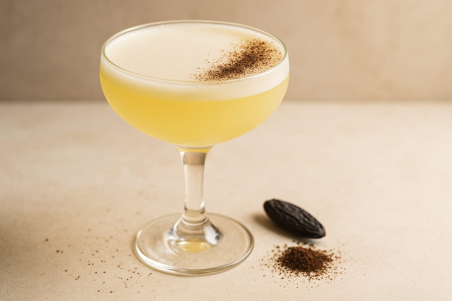 tonkabohne-drink Cocktailglas mit Tonkabohne aromatisiert