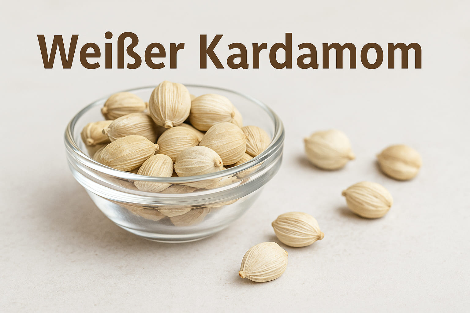 Weißer Kardamom aus gebleichten Kapseln