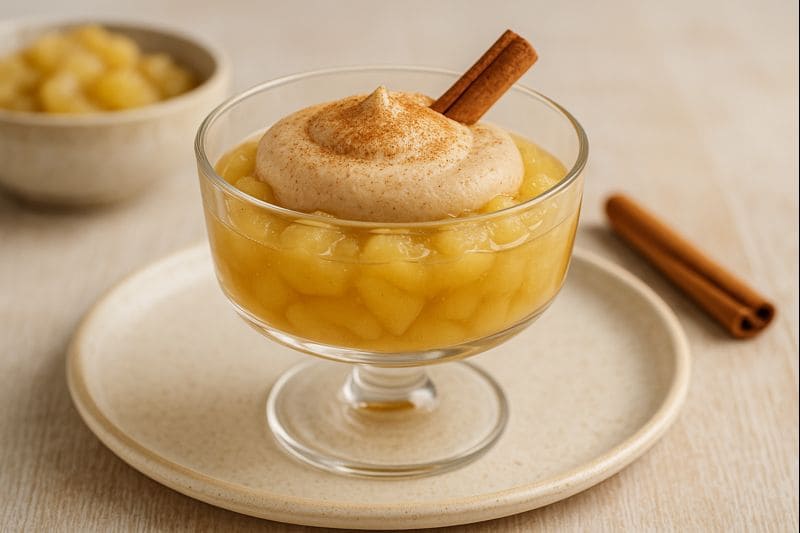 zimt-dessert Dessert mit Zimt und Apfelkompott