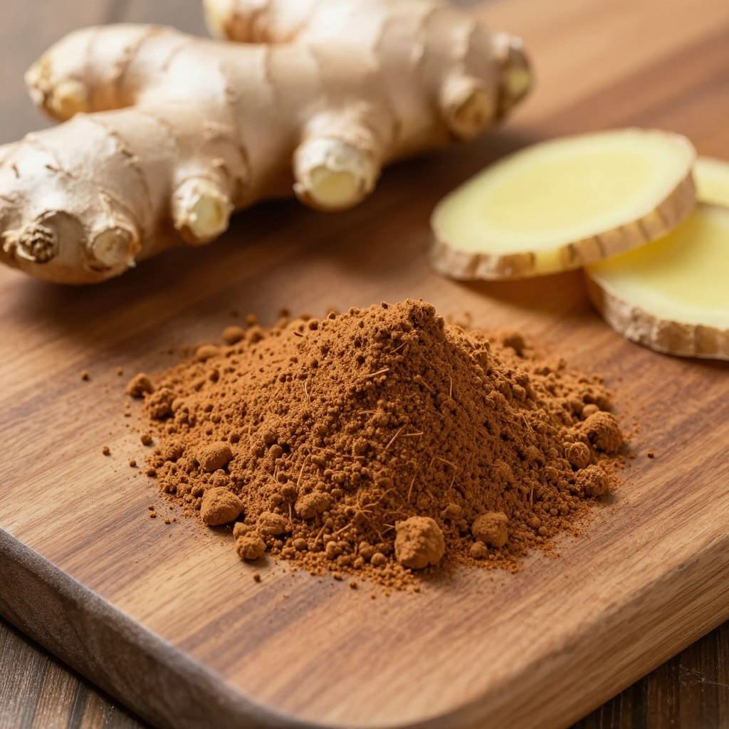 Zimtpulver und frischer Ingwer