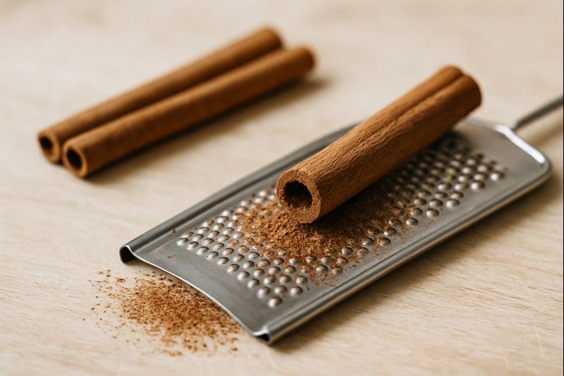 Zimtstangen werden frisch gemahlen